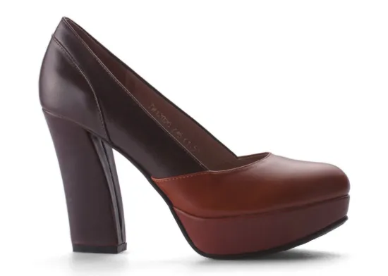 Classic High Heel Pump Shoes , Us 6-9.5 Brown Leather For Women