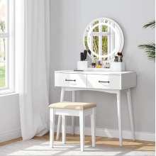 LED Lights Makeup Dressing Table with 2 Drawers