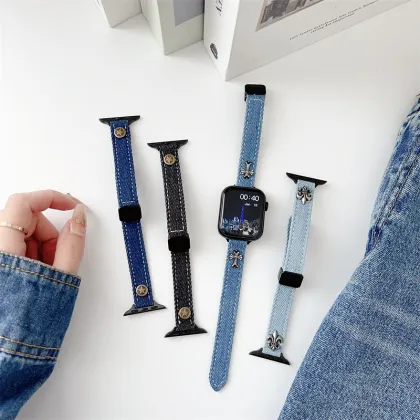 Cross Denim Fashion Creative Strap for Apple Watch 6/7/8/9 and Xiaomi 8/9