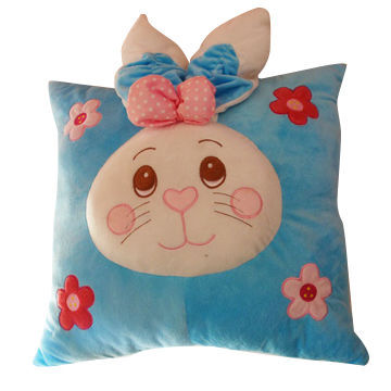 Plush cushion with lovely rabbit, customized designs are accepted