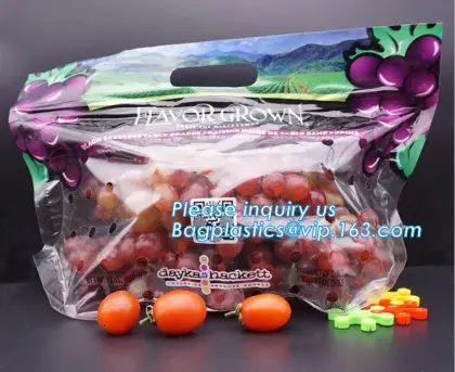 Fresh vegetable Grape Cherries transparent plastic Packaging Bag, Slider Zipper Cherry Packing Bags, GRAPE & CHERRY BAGS