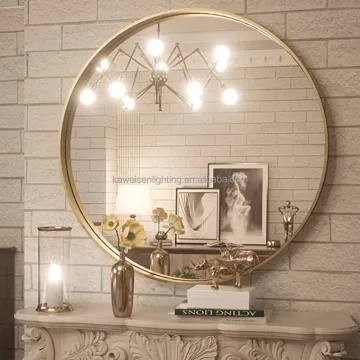 30 Inch Wall Mounted Round Gold Metal Framed Bathroom Mirror: A Stylish Addition for Home Decoration with Aluminum Profile Circle Frame