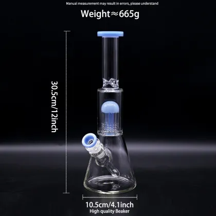 Blue filtered Glass Beaker Bong