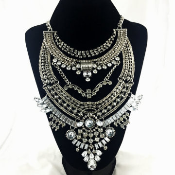 Luxury rhinestone alloy fashion necklace