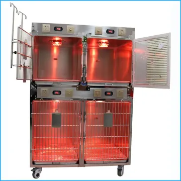 Stainless Steel Veterinary Therapy Oxygen Infrared Warm Heated Cage with IV Pole