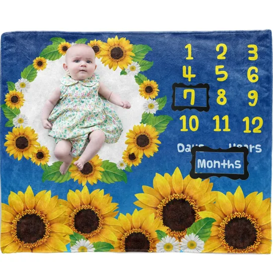 Cheap Animal Design Baby Monthly Milestone Blanket Wholesale Custom OEM Cute Flannel Fleece baby blanket