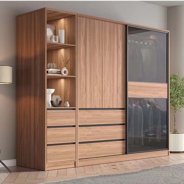 Modern Luxury Wooden Wardrobe with Sliding Doors for Children's Bedroom Closet Storage