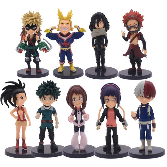 9pcs/Set Anime My Hero Academia Figure Izuku Midoriya Shouto Todorok URARAKA Bakugou Katsuk Hero Academ PVC Action Model Toys