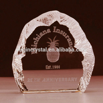 Popular crystal iceberg stand, crystal award with custom logo as 25th anniversary gift