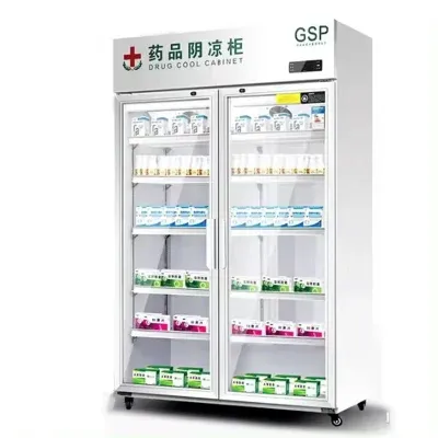 Supermarket Commercial Beverage Display Glass Door Vertical Refrigerator with Air Cooler Straight Cold