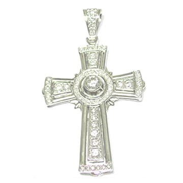 925 Sterling Silver Pendant with White Cubic Zirconias