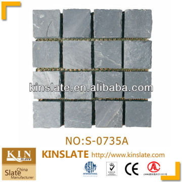 Natural Stone Tumbled Stone Mat Black Slate Similar to Xiamen Stone