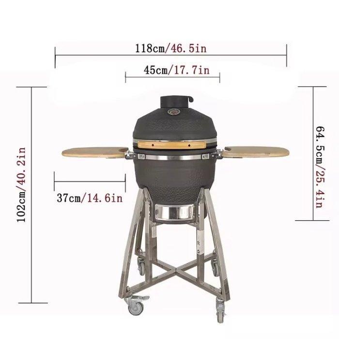 Outdoor BBQ 18-inch gray ceramic grill (3)