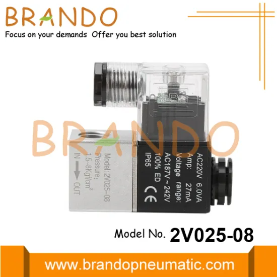 2V025-08 12VDC 24VDC Airtac Type Pneumatic Solenoid Valve