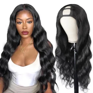 Cheap Cambodian Human Hair U Part Wig For Women, Wholesale Glueless Body Wave Curly Virgin Human Hair U Part Wig