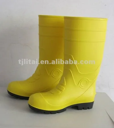 Water Resistant Yellow Cheap Price PVC Rain Boot, Safety PVC Rain Boot