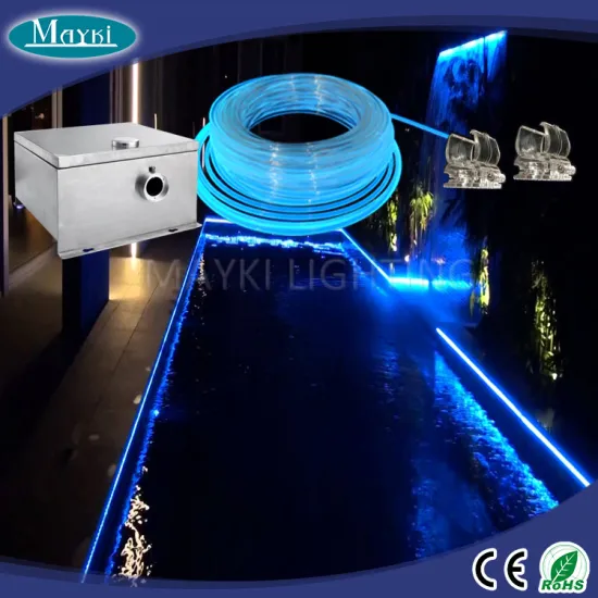 Decorative fiber optic lighting with solid side glow fiber optic and led projector
