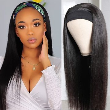 Headband Wig Human Hair Straight