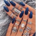 Vintage Knuckle Ring Set pour femmes filles Anneaux empilables Set creux fleurs sculptées