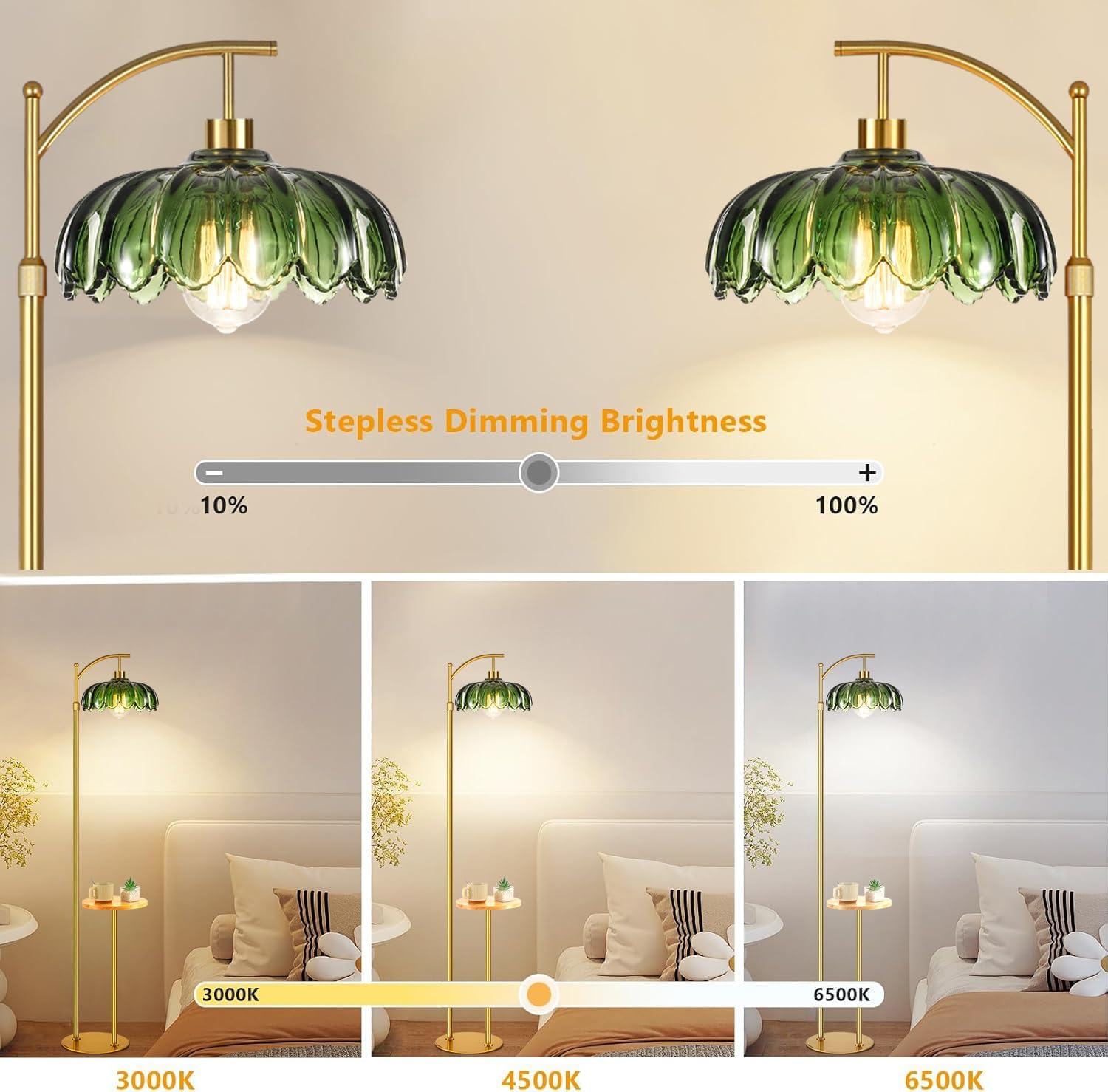 F250907 Green flower glass shade floor lamp (12)