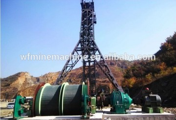 Double drums hoister for lifting or lowering mineral and people in shaft mine