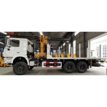 SINOTRUK HOWO 6x6 LHD/RHD 20T Self-Loading Flatbed Truck with 10 Ton Loader Crane and Hydraulic Long Jack Crane
