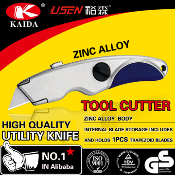 Trapezoid blade Zinc alloy body Retractable Blade Utility Cutter