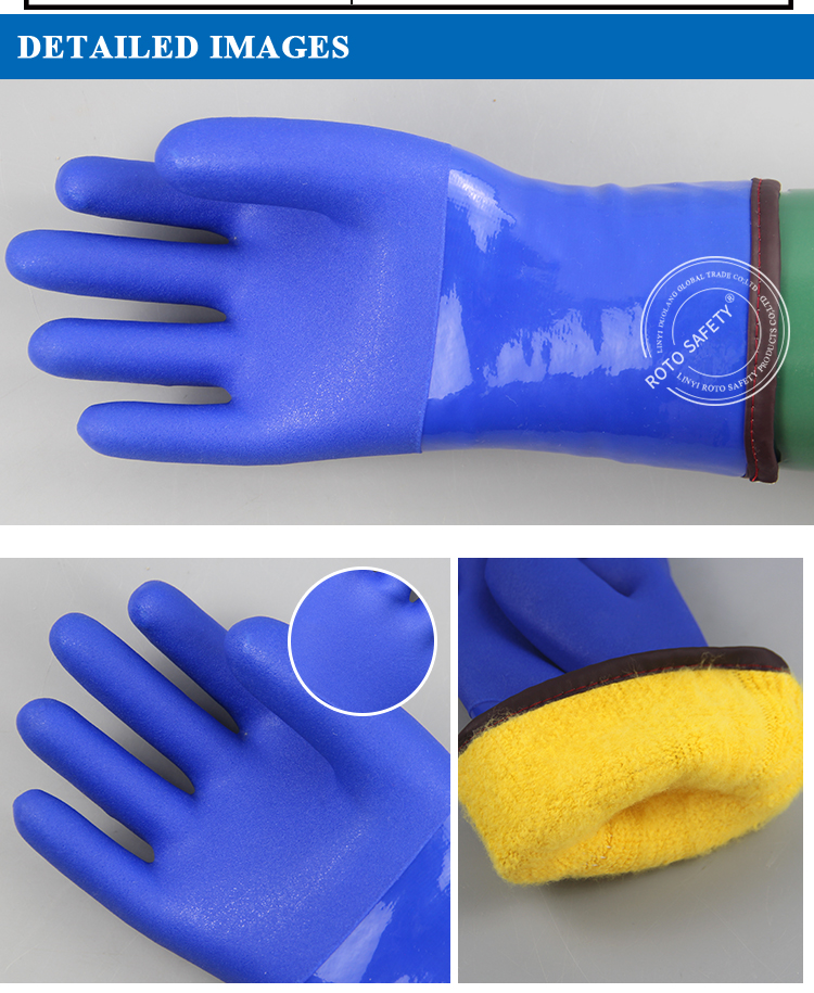 Guantes de trabajo de PVC de clima frío resistentes químicos