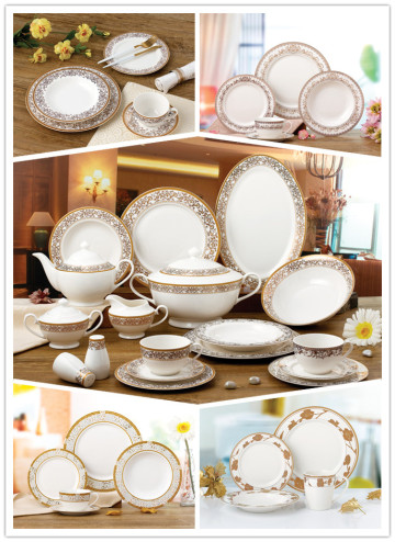 New bone china tableware golden pattern