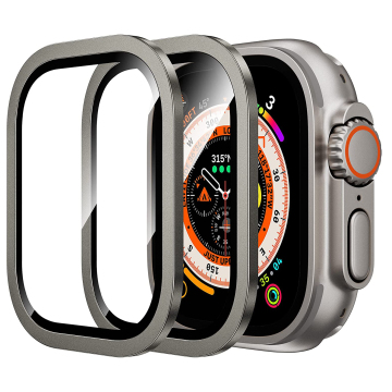 Original Screen Protector for Apple Watch Ultra 49mm - 9H Tempered Glass with Titanium Alloy Frame