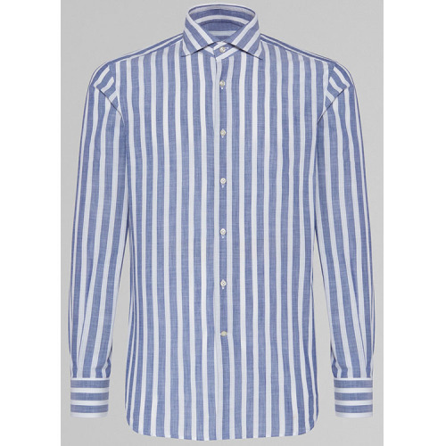 Pale Blue Wide Stripe Tuxedo Shirt