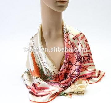 Hot Christmas gift, Chinese silk hijab scarf, printed square silk shawl