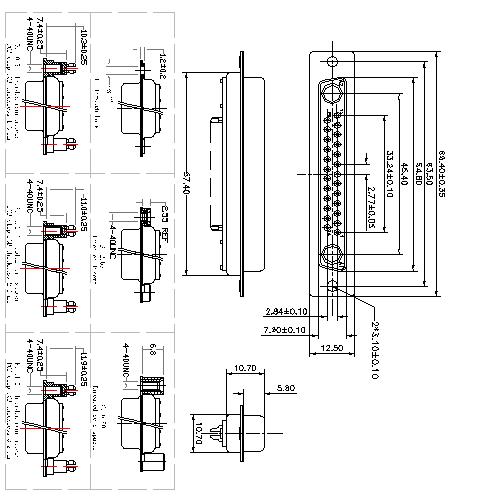 PDC27W2-FXXXX00 Coaxial D-SUB 27W2 FEMALE Solder Cup