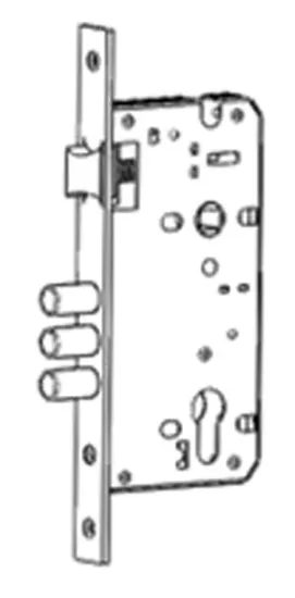 Mortise lock with triple round deadbolts and latch