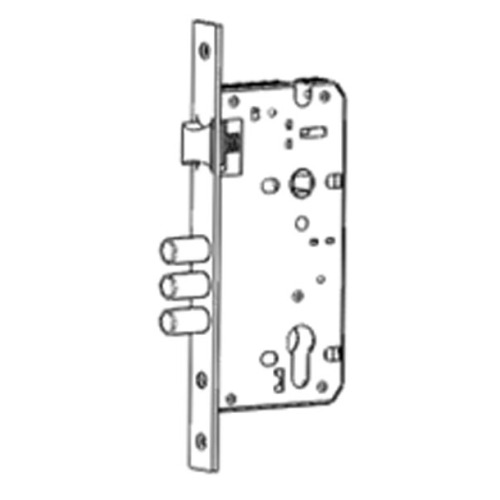 Mortise lock with triple round deadbolts and latch