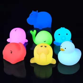 Colorful Silicone Light-Up Bath Toys - 7PCs Baby Waterproof Animal Shapes