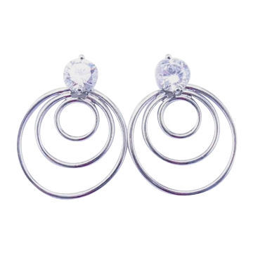 Circle earrings, made of brass and cubic zirconia, without cadmium-, lead- and nickel-free