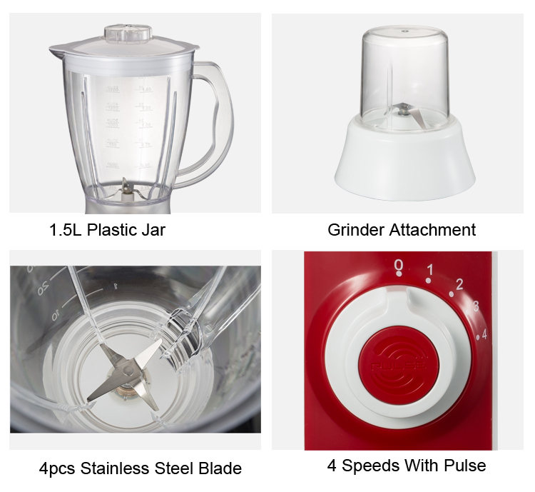 2-in-1 Jug Red And White Blender Juice Extractor