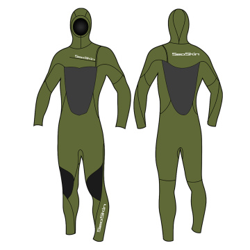 Seaskin 5/4 मिमी पुरुषों के हुडेड चेस्ट ज़िप wetsuit