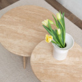 Table ronde table de chevet en travertin beige