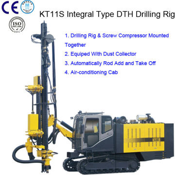 KT11S Drilling Rig and Screw Compressor Mounted Together,Integral Type DTH Drilling Rig