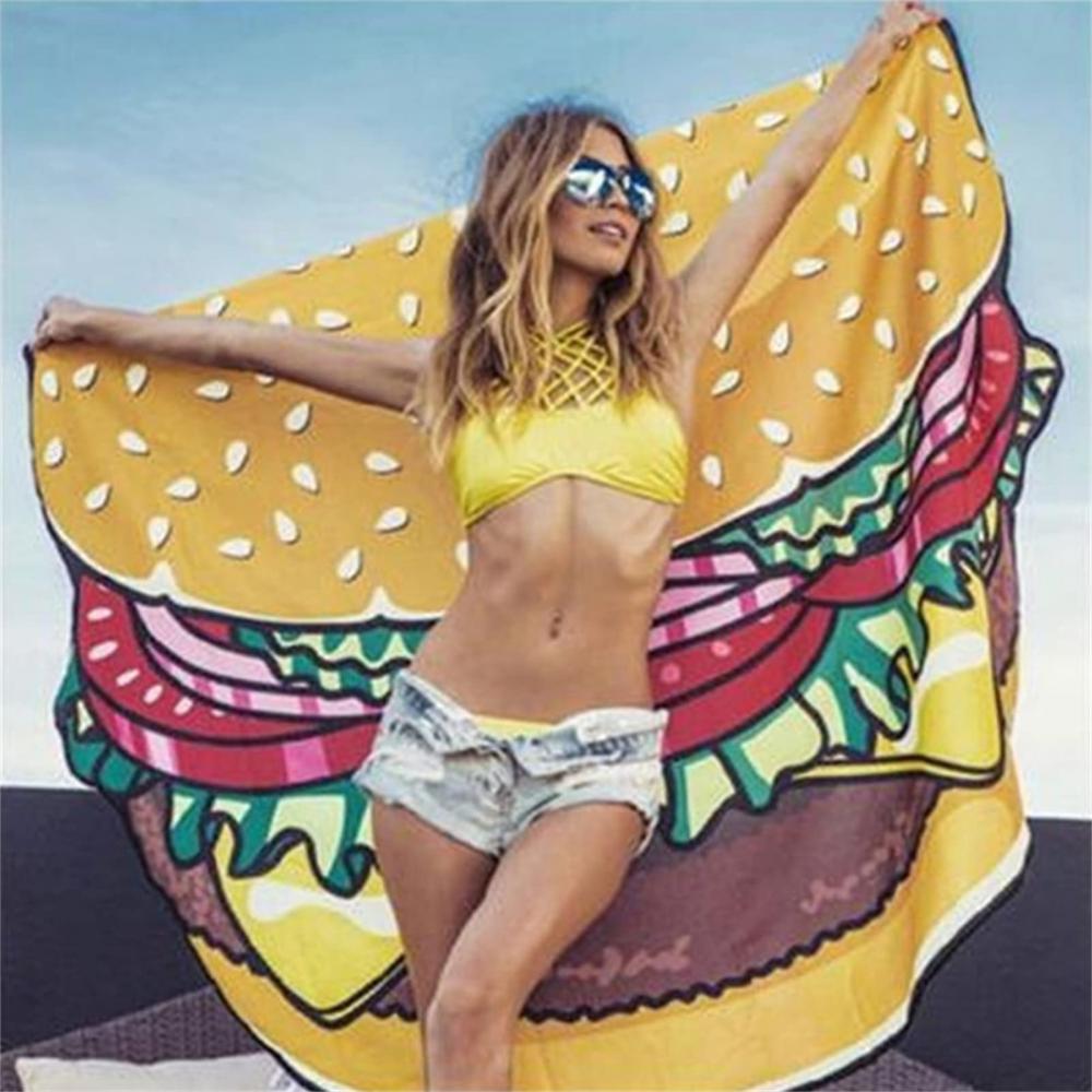 Printed Hamburger Sand Free Beach Towel Blanket