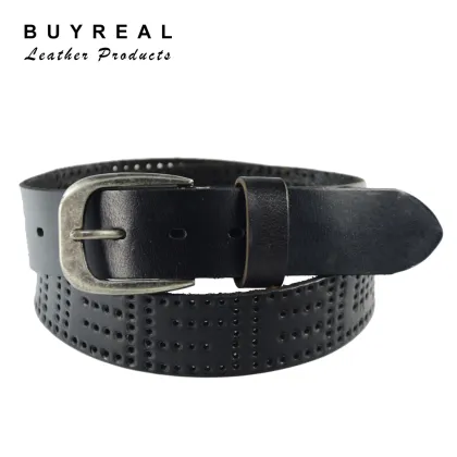 Black Top Grain Pure Genuine Mens Leather Belts