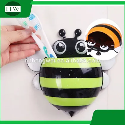 Sucker Toothbrush Holder Bee shape plastic toothbrush holder Bee Wall Mount Strong Chuck Plastic Little Bee With Suction Cup