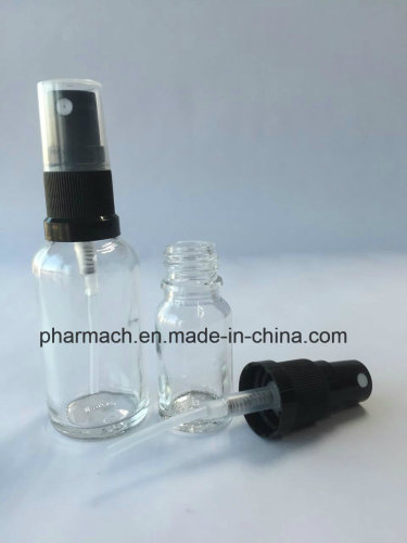 Transparent Essential Oil Glass Bottle with Plastic Emulsion Pump Transparent Cap