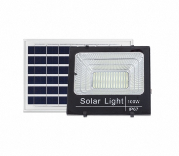 Black Solar LED Floodlight - 25W Wall-Mounted Waterproof Installation
