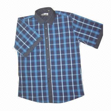 100% bomull Y/D S/S Mäns Casual skjortor i XL/XXL storlekar