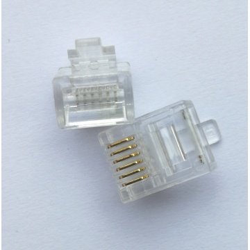 Conector 6P6c Conector telefónico Conector RJ11 6P6C Cabeza de cristal Chapado en oro 50U