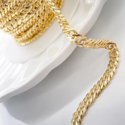 Wholesale Chain Roll Diy Jewelry Accessories Chain 14K Color Preserving Gold Diy Handmade Necklace Cuban Chain Jewelry Findings