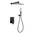 2 way square ceiling showerhead matt black brass concealed faucet wall mounted rain shower tap set